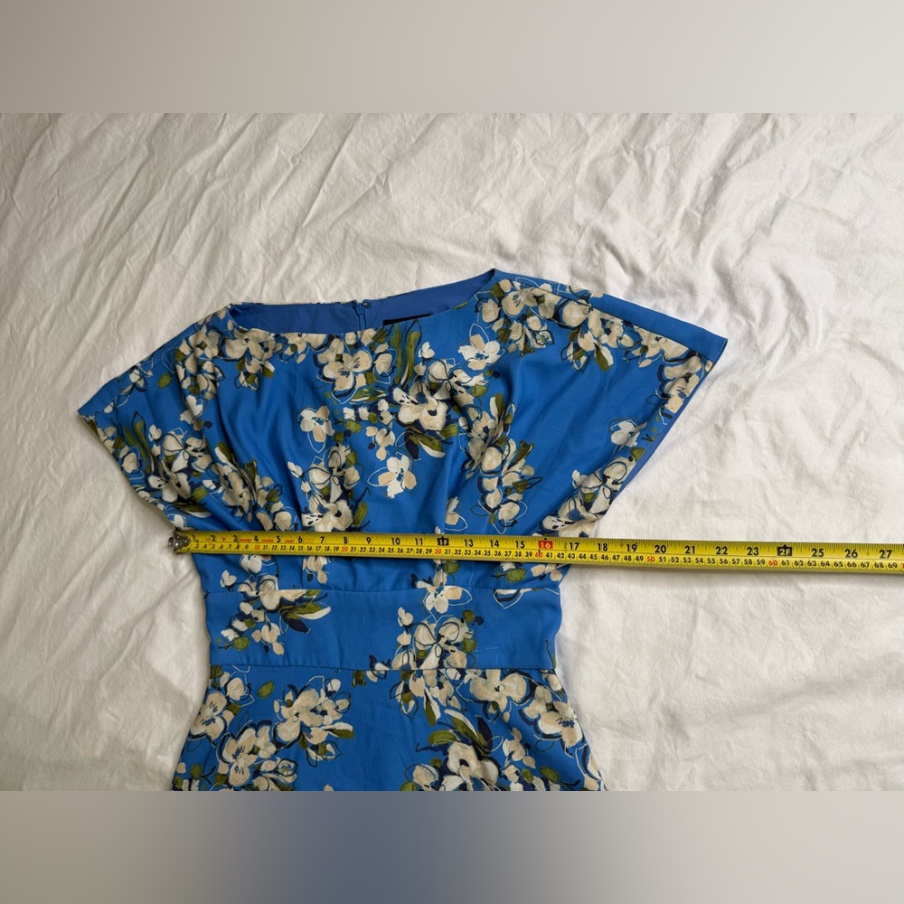 Blue Floral Fit & Flare Midi Maxi Pockets Autumn Wedding Guest Homecoming Dress - Picture 11 of 13